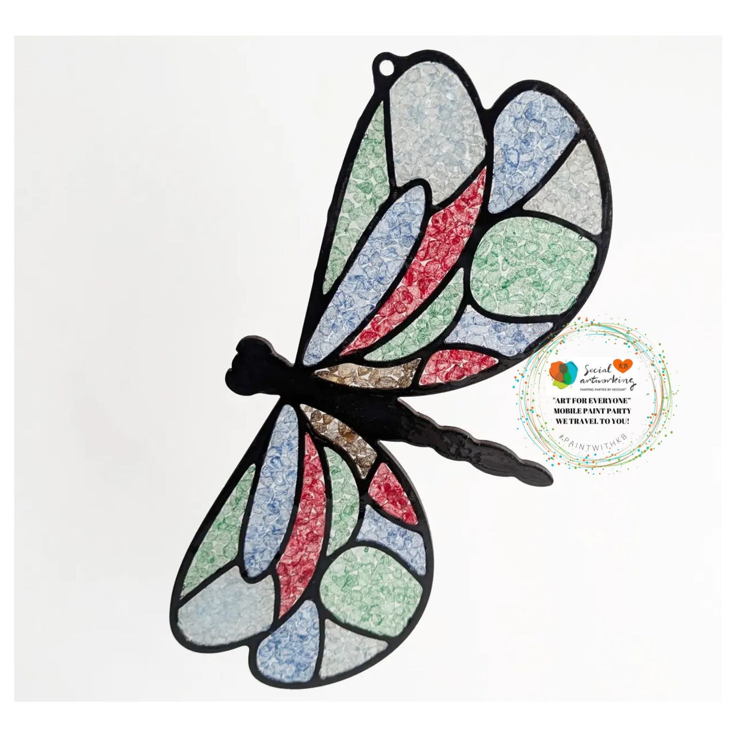 Faux Stain Glass Dragonfly 6 or 8 inch shape