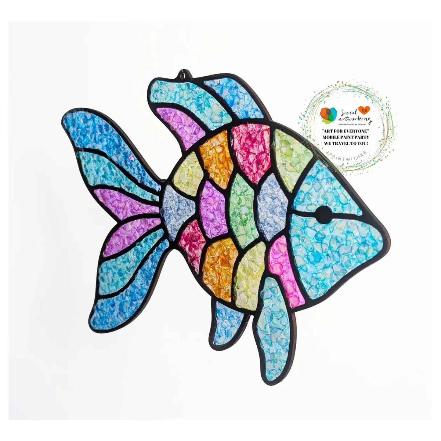 Faux Stain Glass Colorful Fish 6 or 8 inch shape