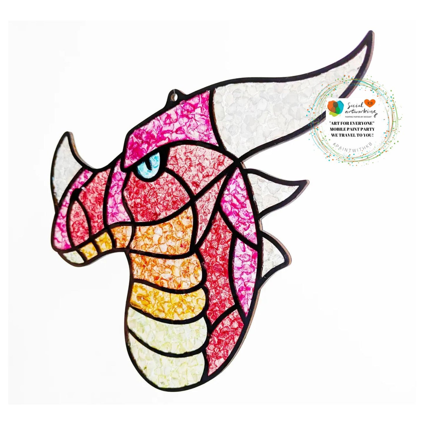 Faux Stain Glass Dragon 6 or 8 inch shape