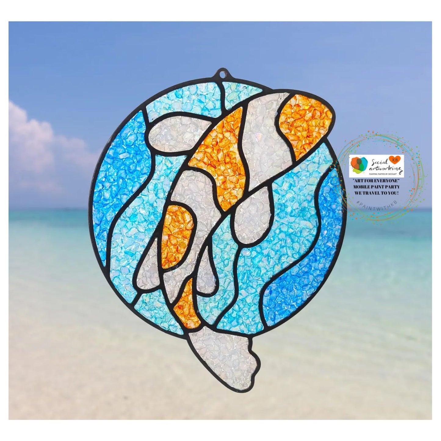 Faux Stain Glass Koi Fish 6 or 8 inch shape
