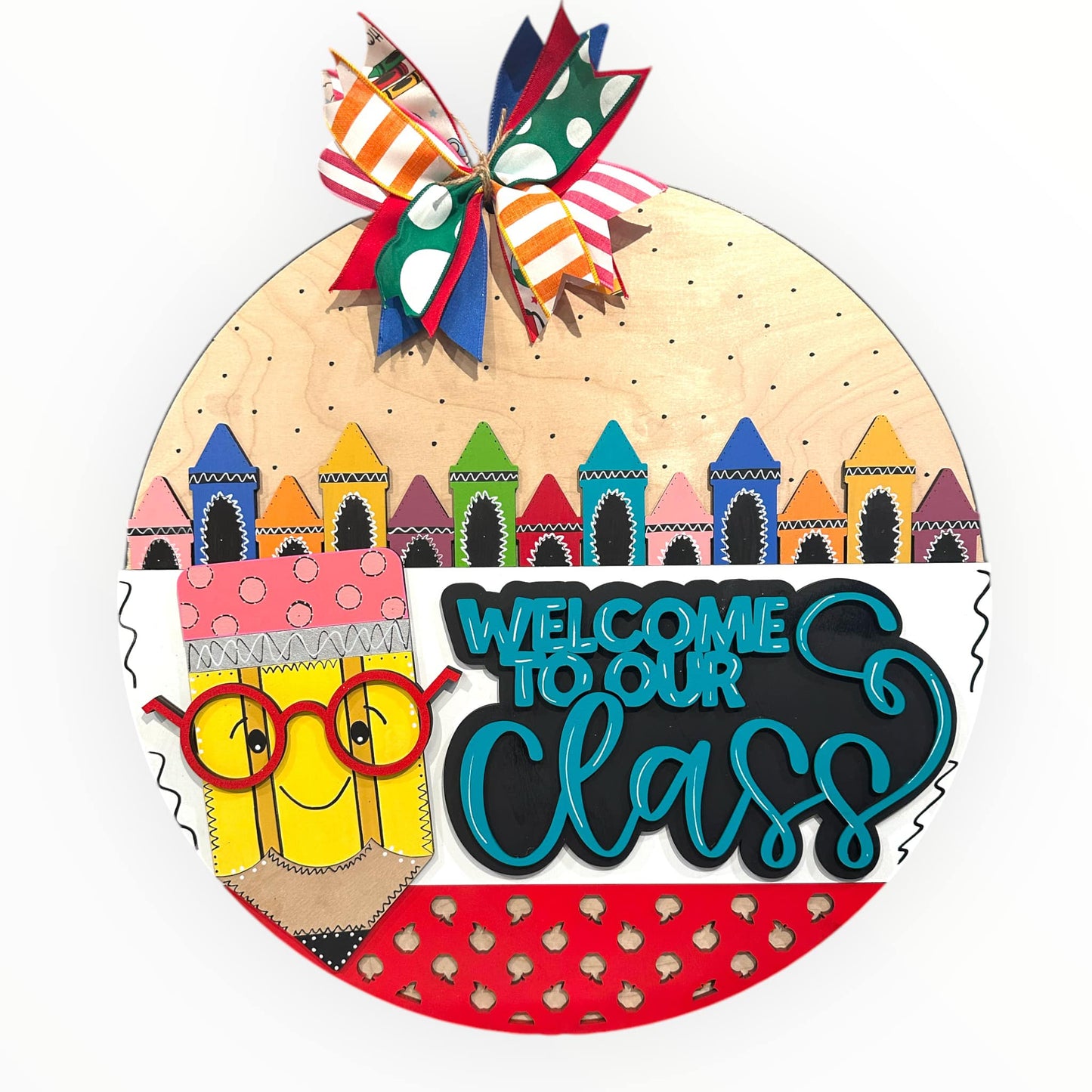 Pencil welcome to our class apple cut out bottom