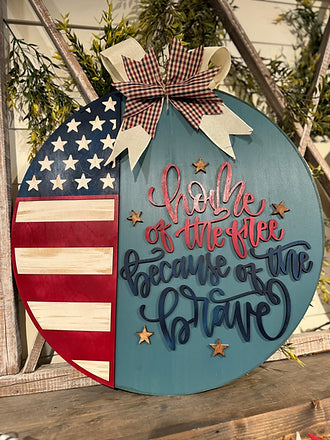 Home Of The Free 2-D Wood Door Hanger