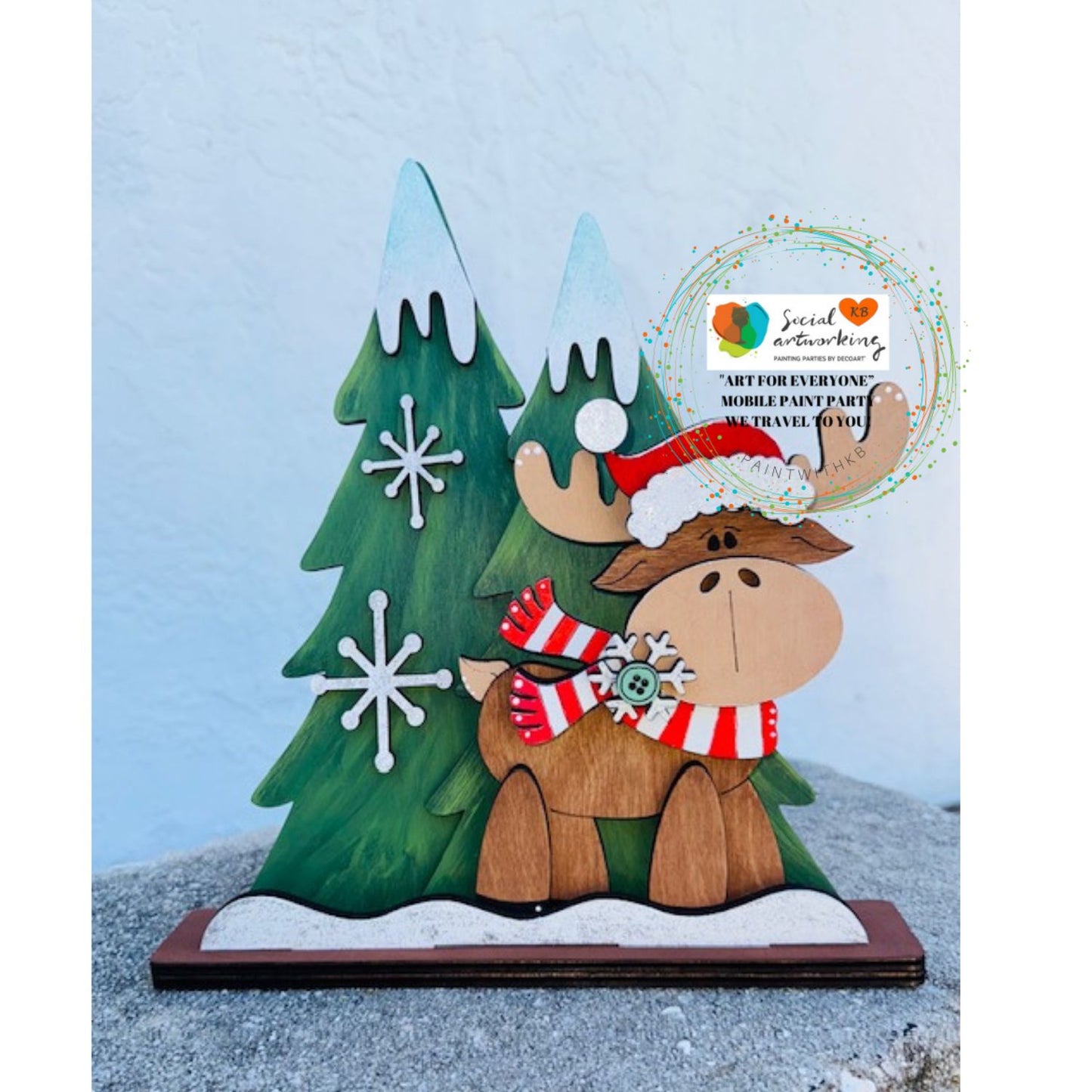 Moose with Trees Shelf Sitter Standing Sign
