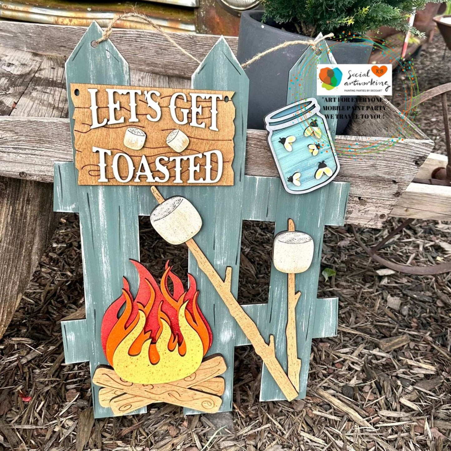 Let’s Get Toasted Fence 2-D Wood Hanger