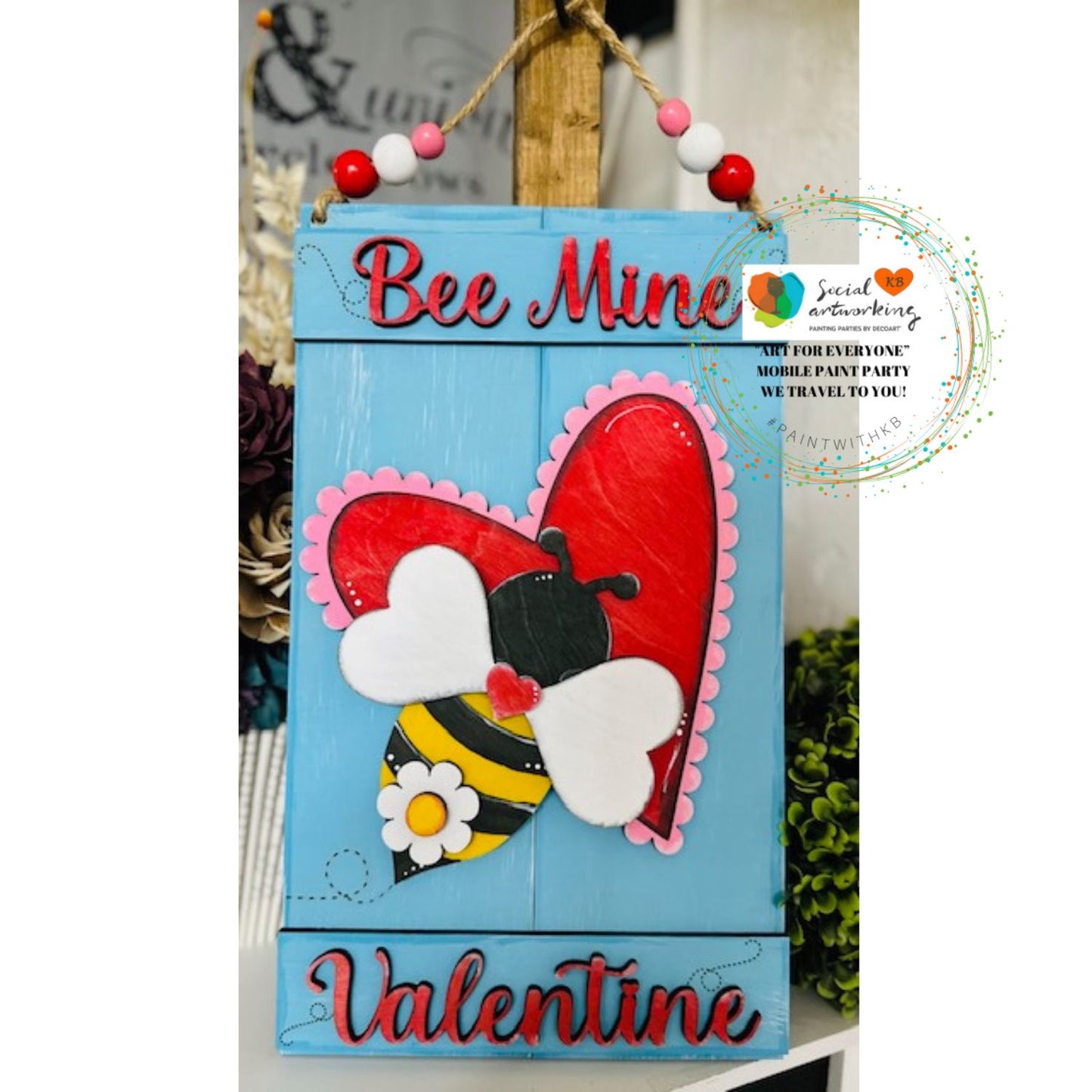 Valentine Bee Mine Pallet 2-D Door Hanger