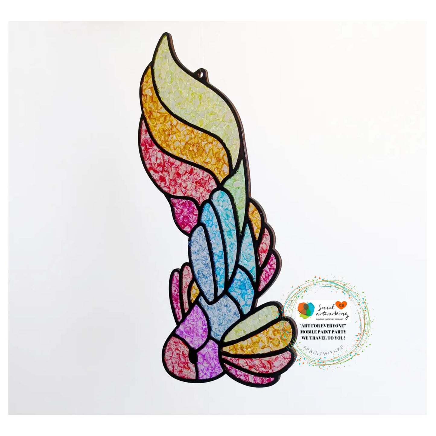 Faux Stain Glass Beta Fish 6 or 8 inch shape