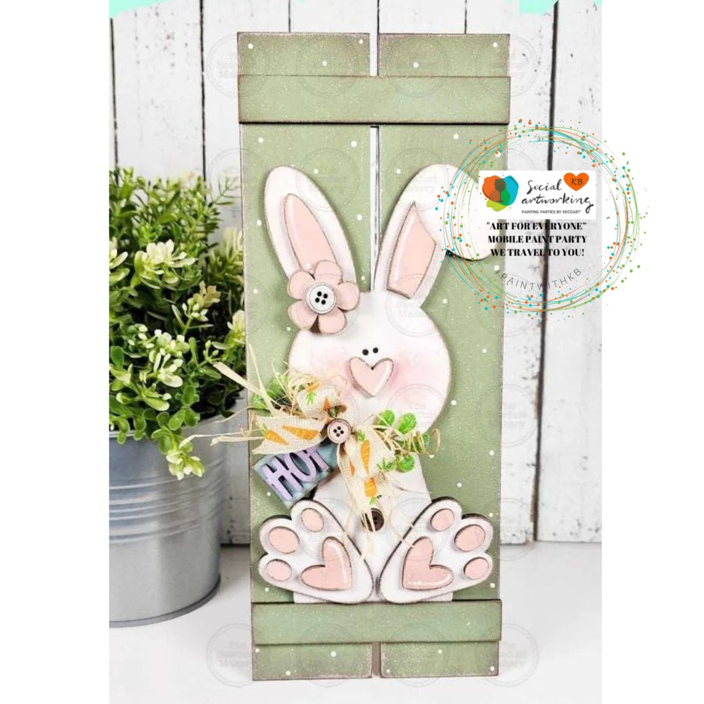 Bunny Table Top Pallet Leaner Stand Alone 2-D Wood Shape
