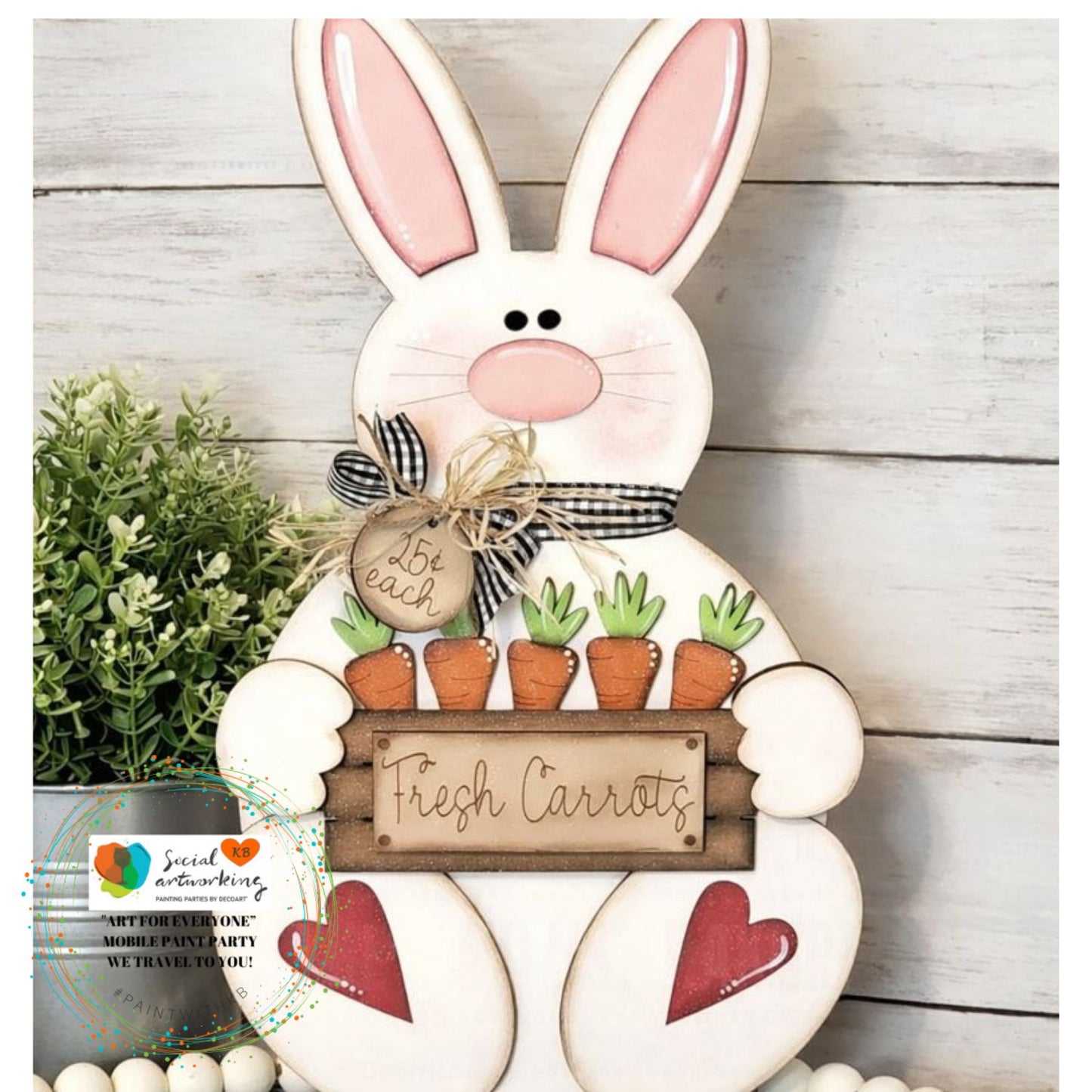 Carrot Patch Bunny Shelf Sitter Stand Alone 2-D Wood Shape