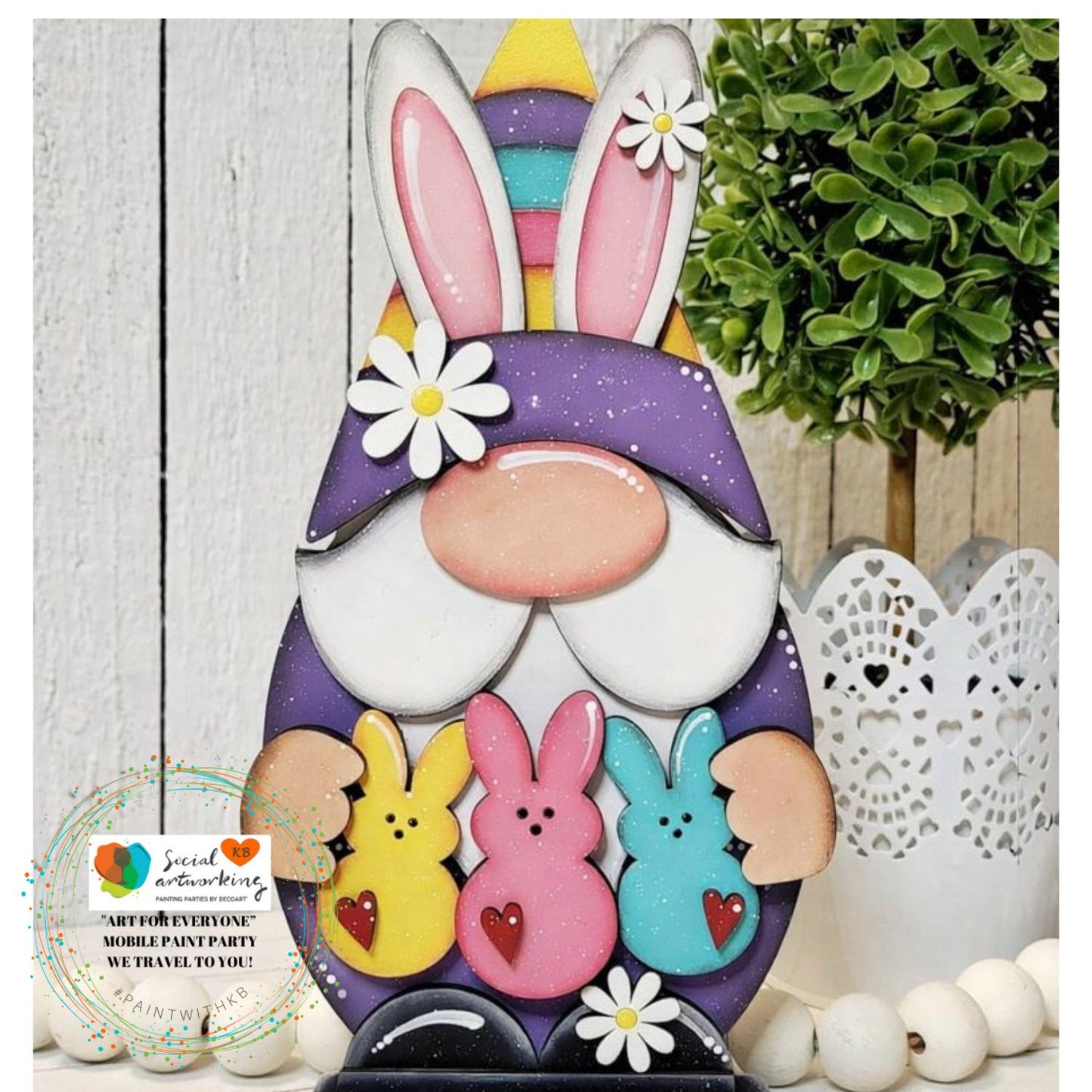 Easter Bunny Gnome Shelf Sitter Stand Alone 2-D Wood Shape