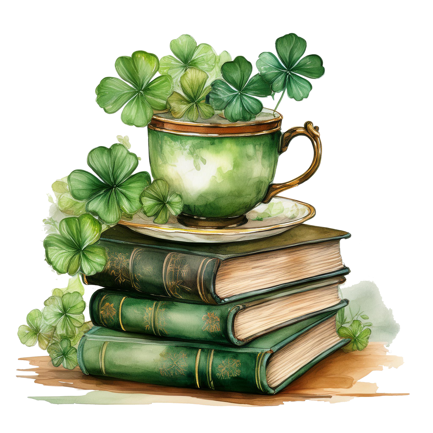 Resin Glass & Glitter Tea Cups, Books & Shamrocks
