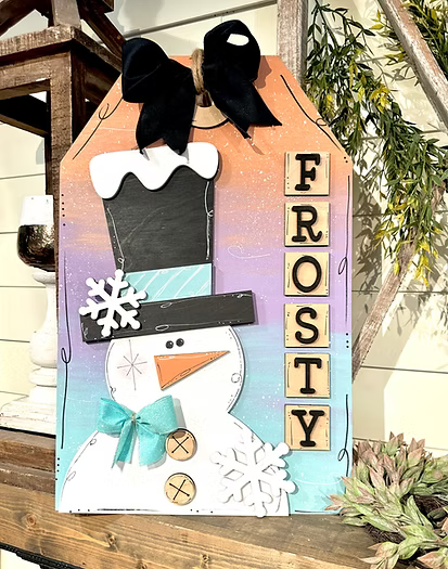 Frosty Snowman Tag 2-D Wood Shape