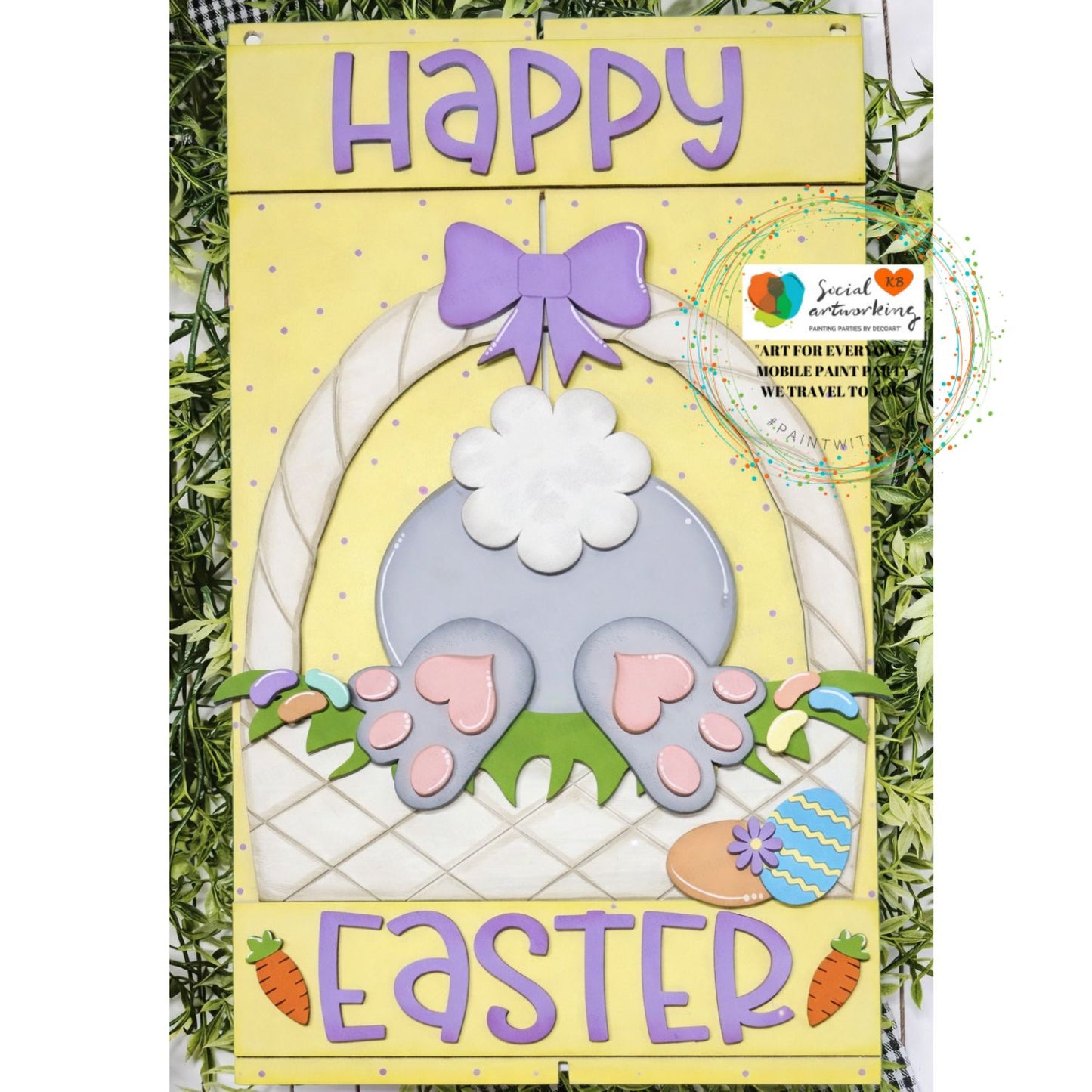 Happy Easter Bunny Butt Pallet Sign 2-D Door Hanger