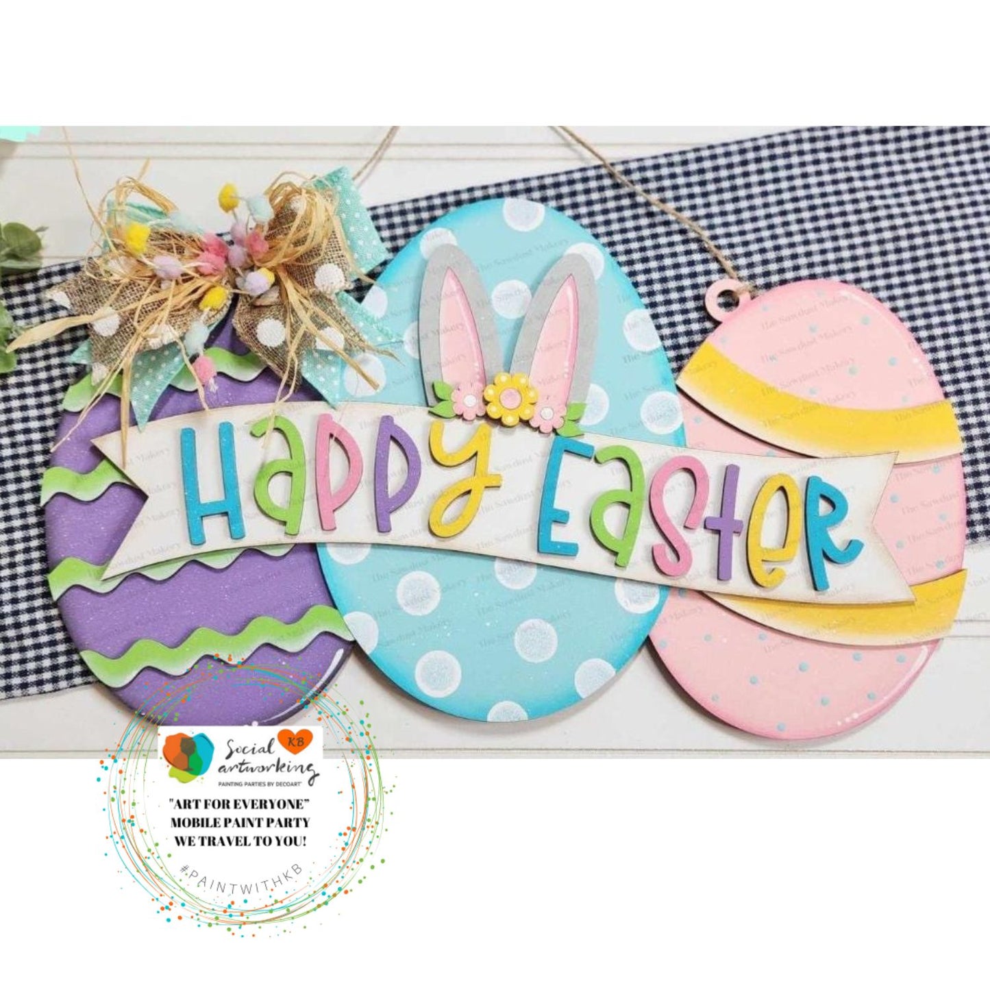 Happy Easter Egg 2-D Wood Door Hanger