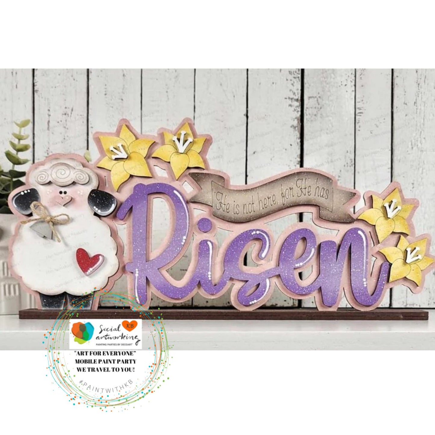 He is Risen Easter Word Art Shelf Sitter Stand Alone 2-D Wood Shape