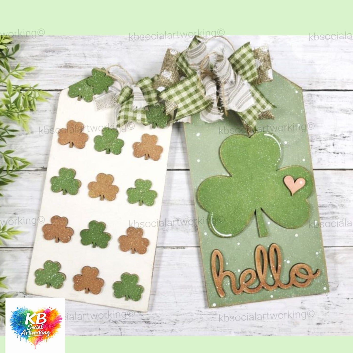 Hello Shamrock St Patrick's Tag 2-D Door Hanger