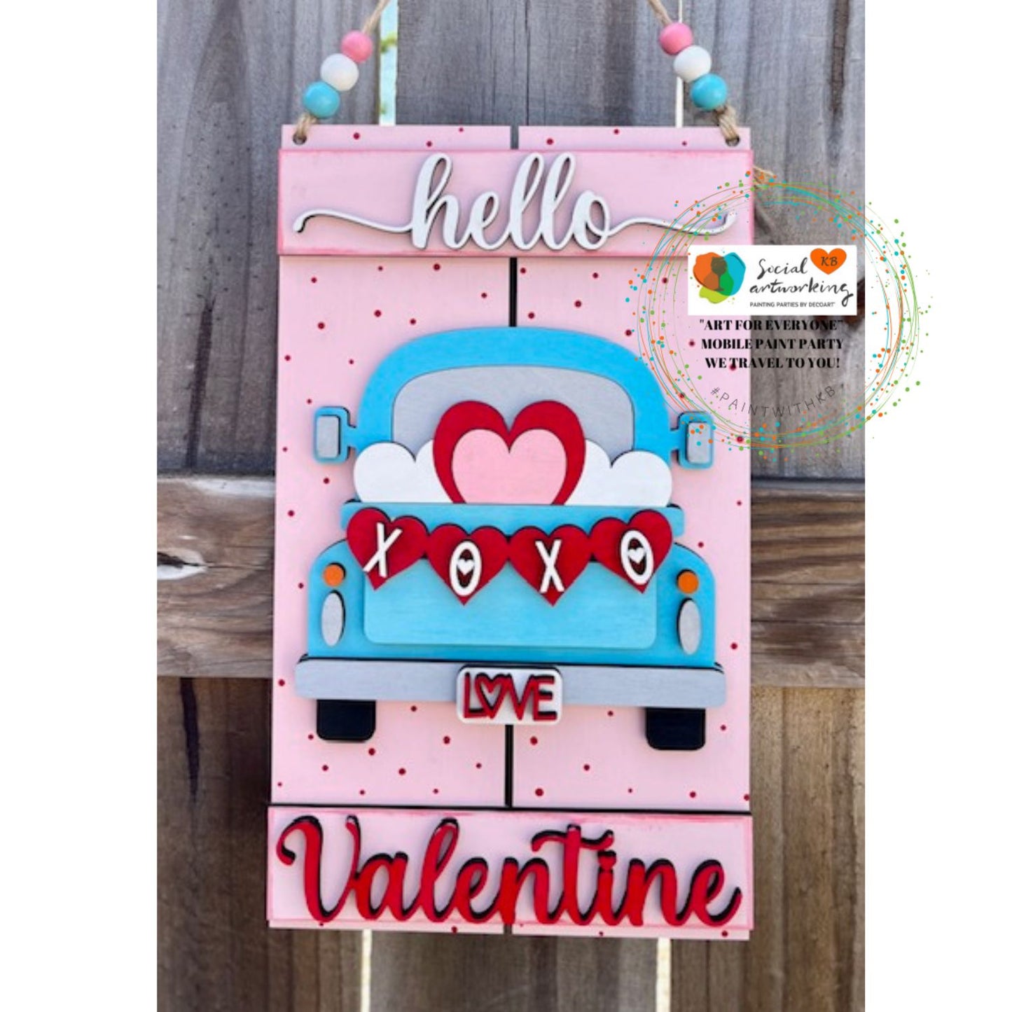 Hello Valentine Truck Pallet 2-D Door Hanger