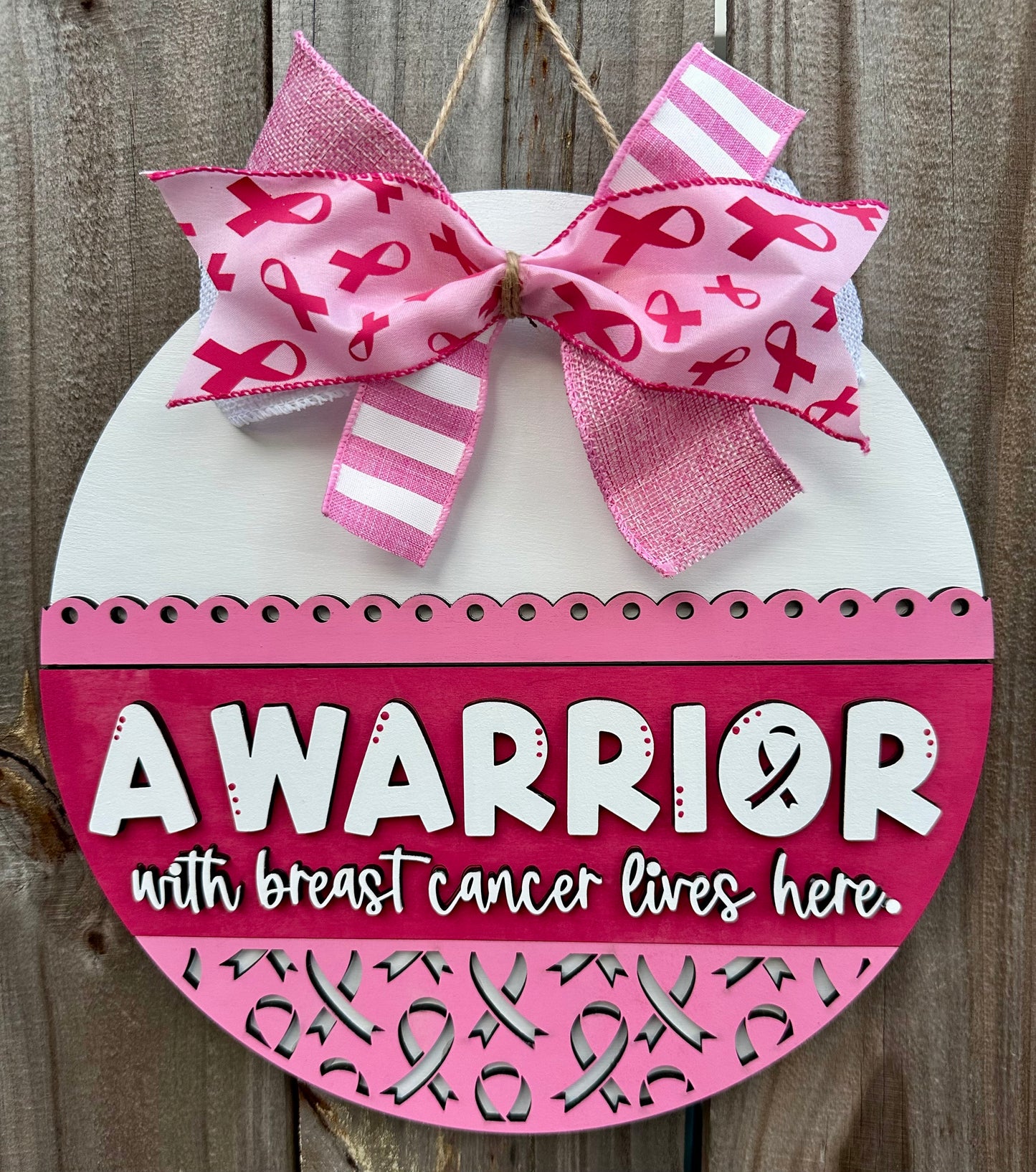 A Warrior with breast cancer lives here 2-D Door Hanger