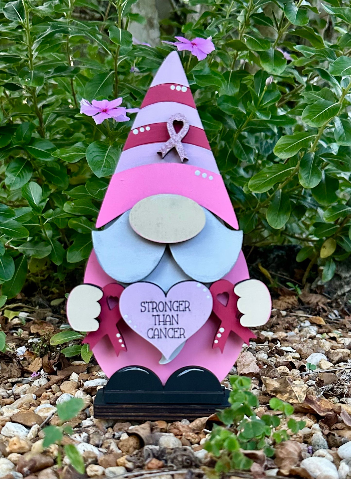 Stronger Than Cancer Gnome Shelf Sitter 2-D Wood Shape