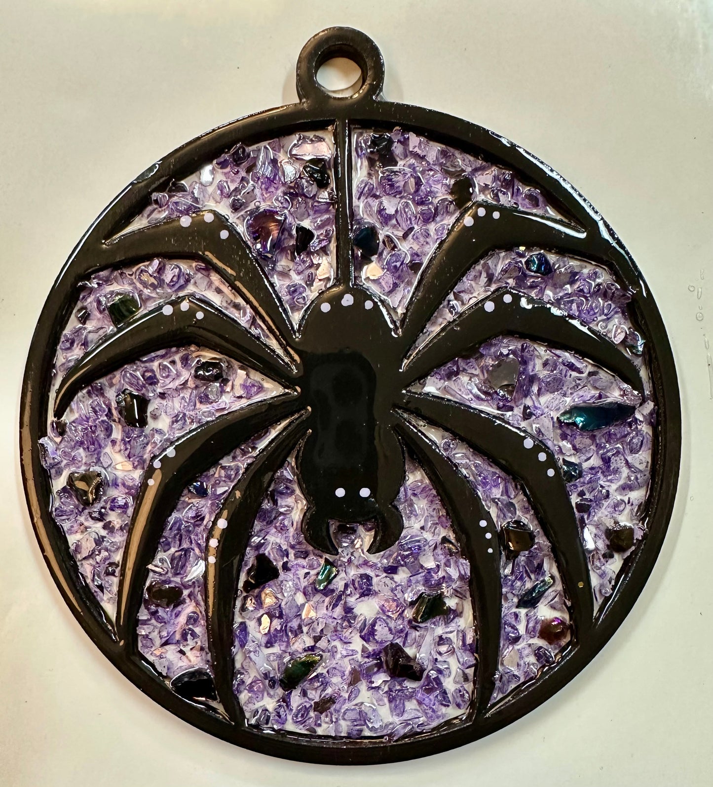 Faux Stain glass Hanging Spider