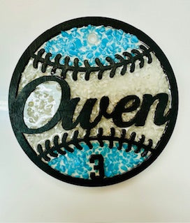 Faux Stain Glass Monogrammed Baseball and team number