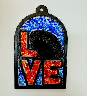 Faux Stain Glass Love Football