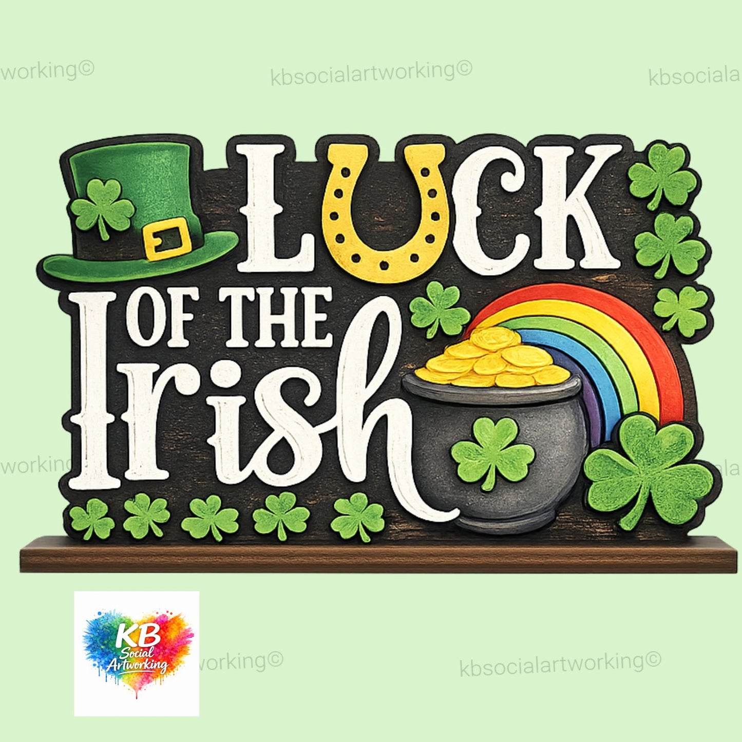 Luck of the Irish St. Patrick's Day Shelf Sitter Standing Sign 2-D Wood Shape