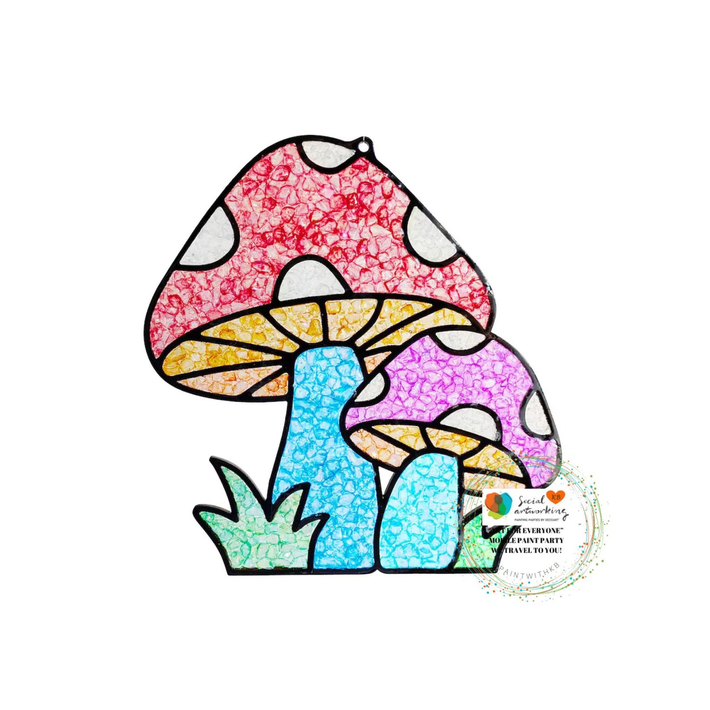 Mushrooms Suncatcher 6 or 8 inch shape