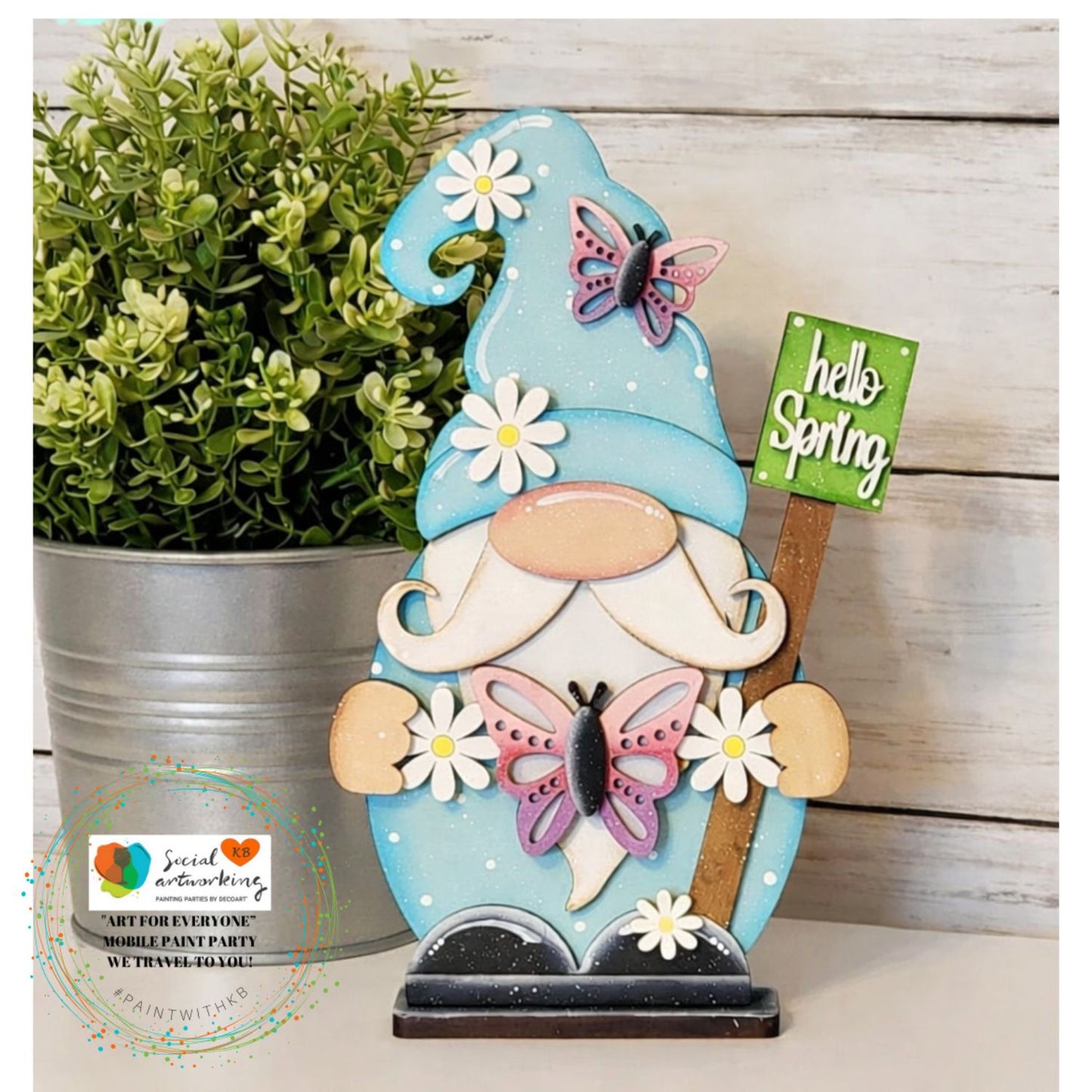 Spring Butterfly Gnome Shelf Sitter Stand Alone 2-D Wood Shape