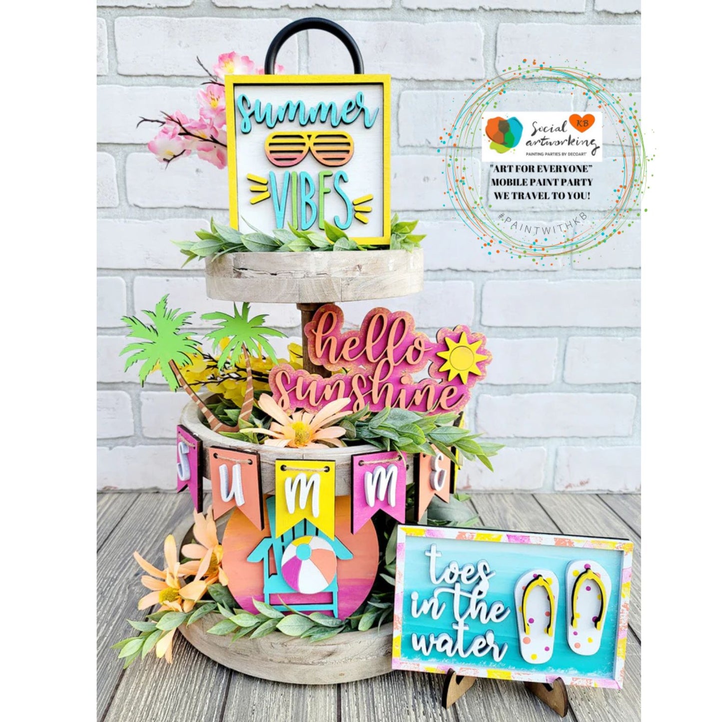 Summer Vibes Tiered Tray Set (wood pieces only- no props or tray)
