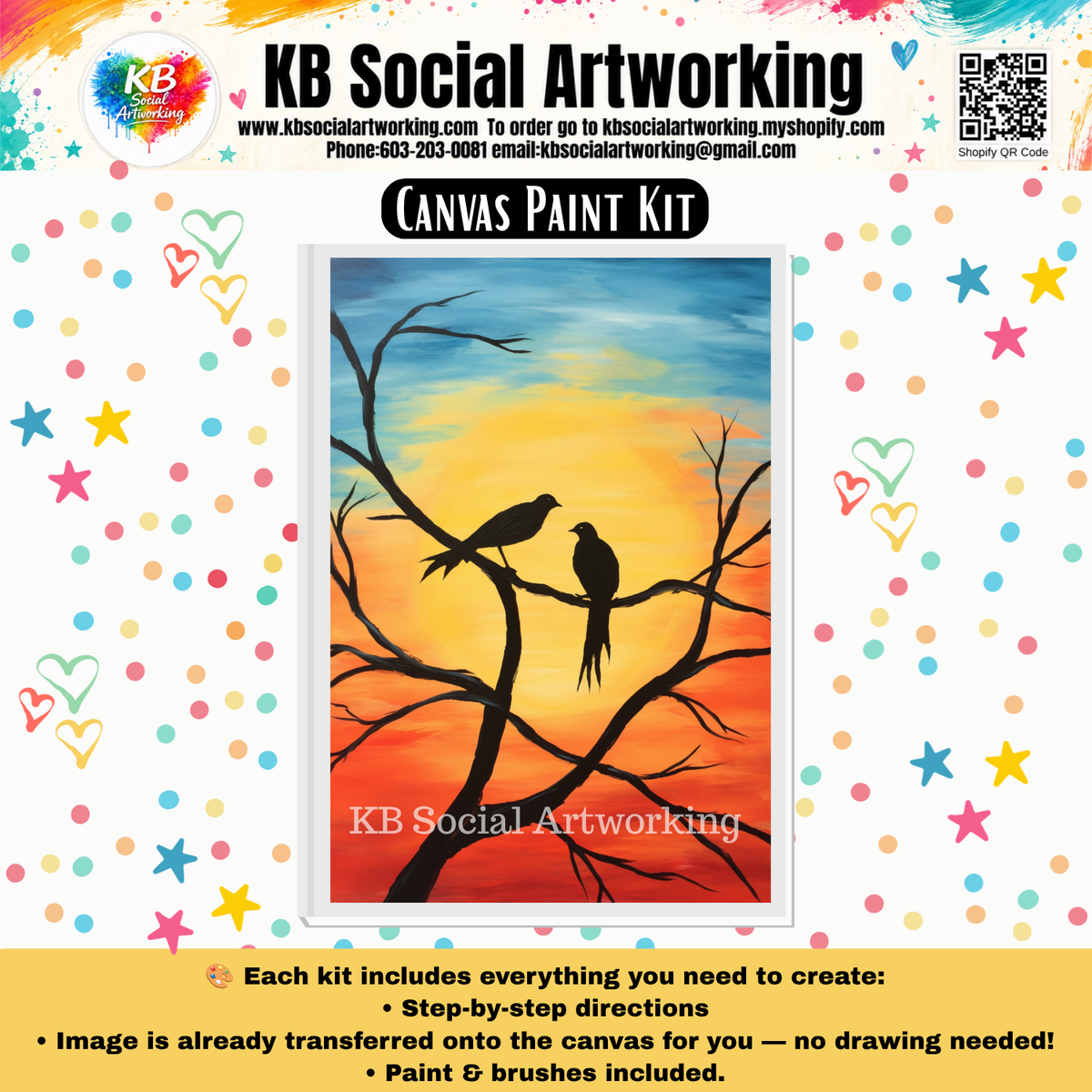 Sunset Birds Canvas Paint Kit