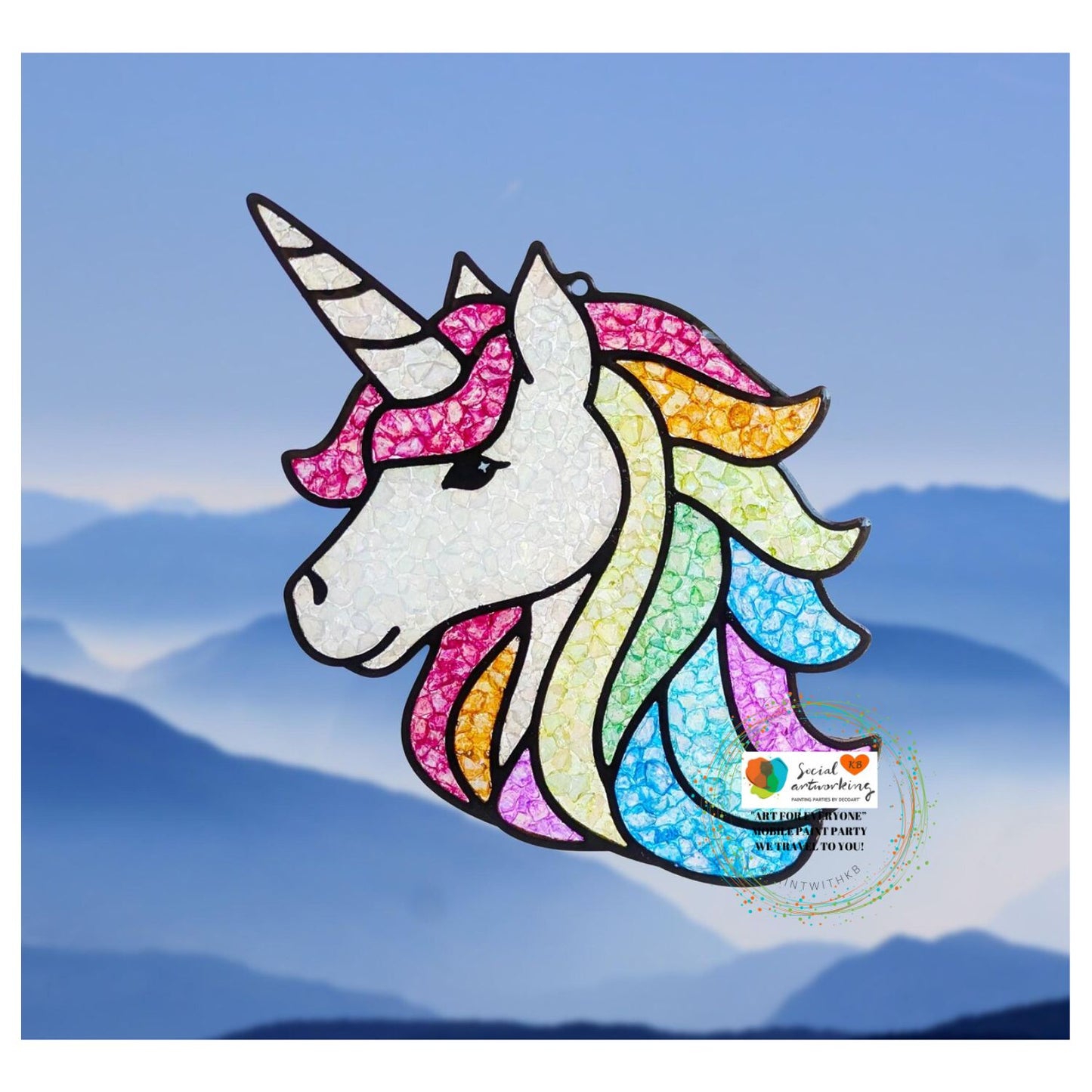 Unicorn Suncatcher 6 or 8 inch shape