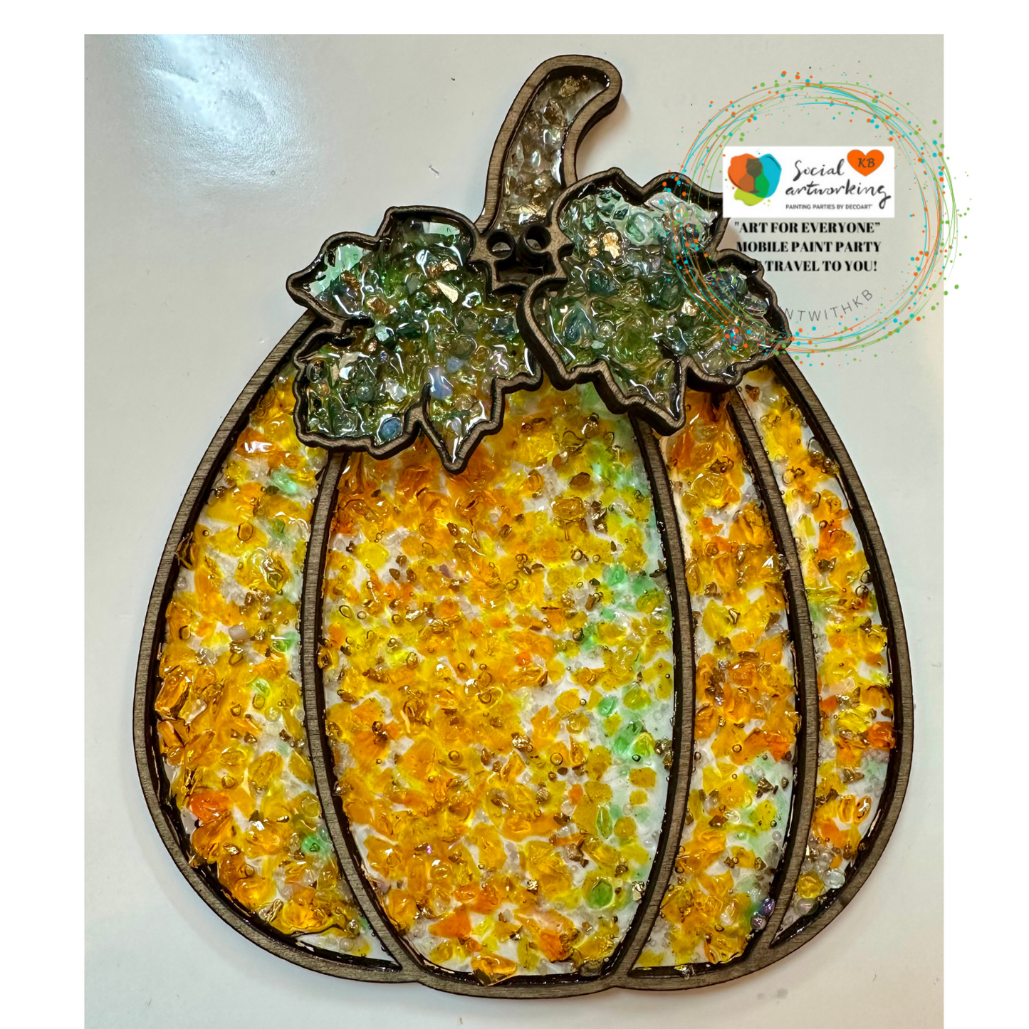 Faux Stain glass Pumpkin with leaves