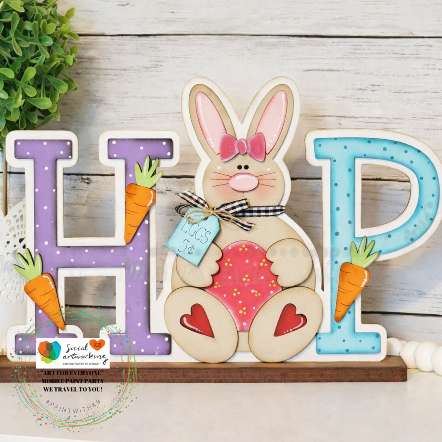 HOP Standing Bunny Shelf Sitter Stand Alone 2-D Wood Shape