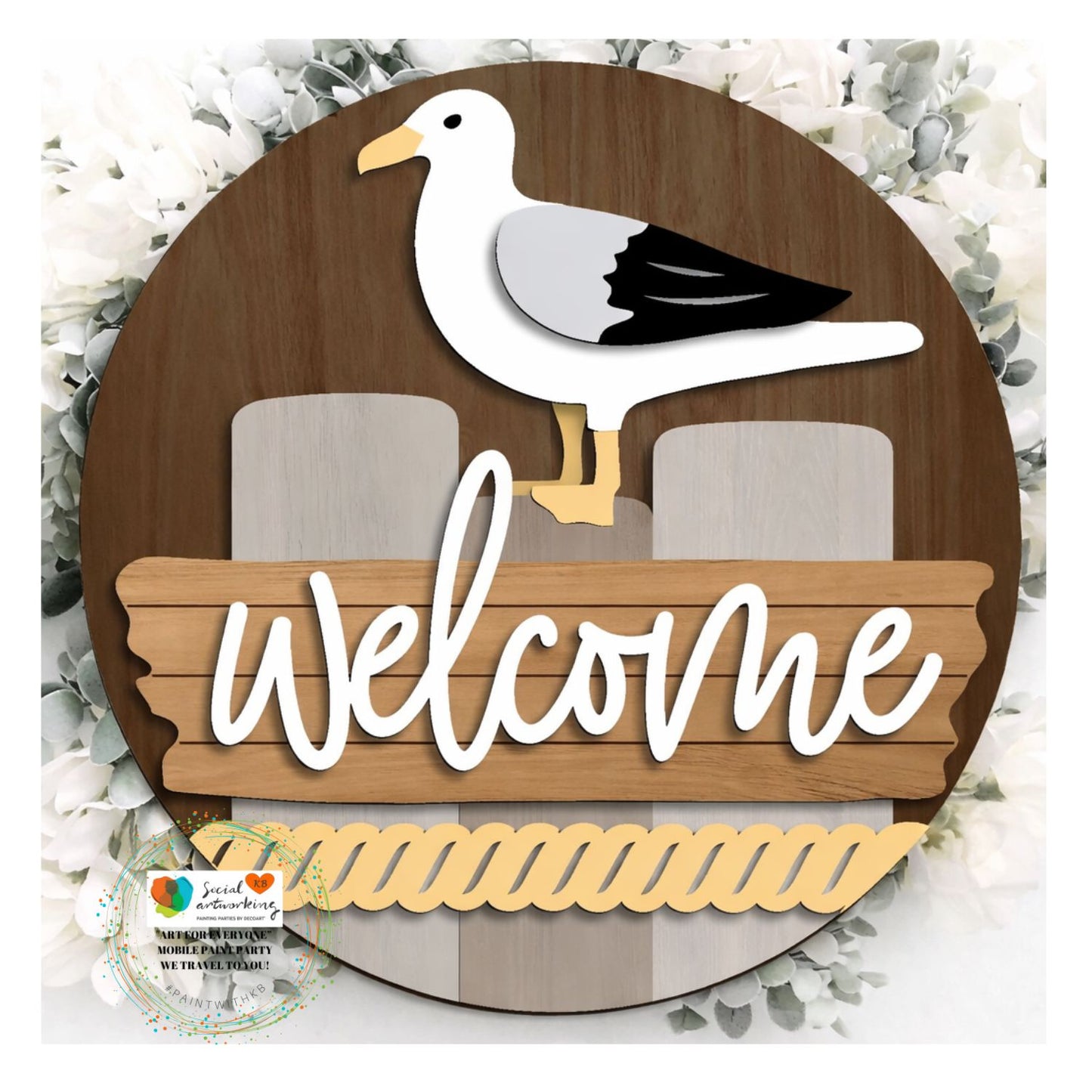 Welcome Seagull 2-D Wood Hanger