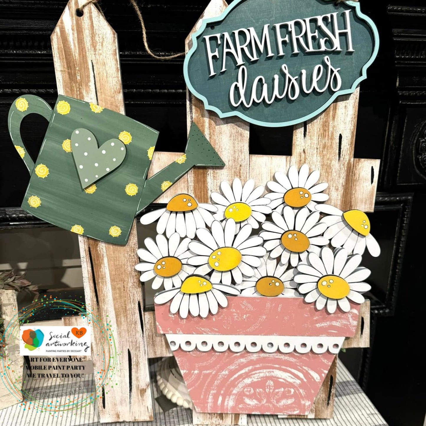 Farm Fresh Daisies 2-D wood Door Hanger
