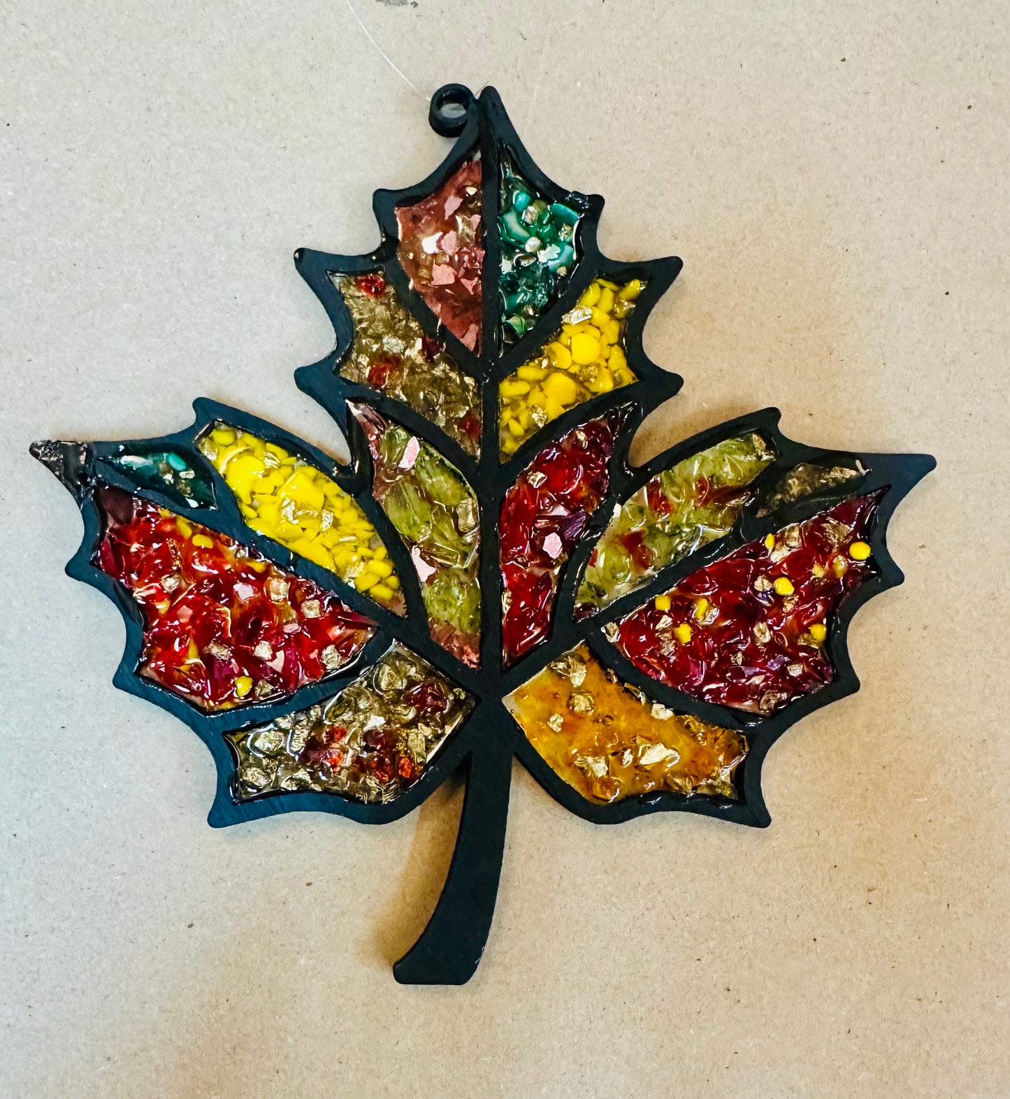 Faux Stain Glass Maple Leaf