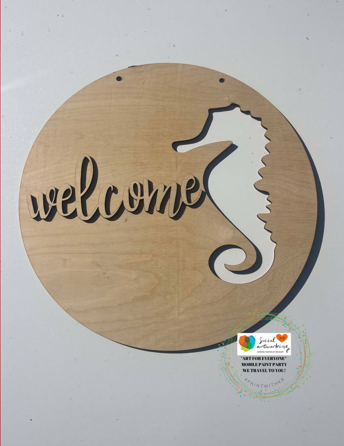 Welcome Seahorse 2-D Wood Shape