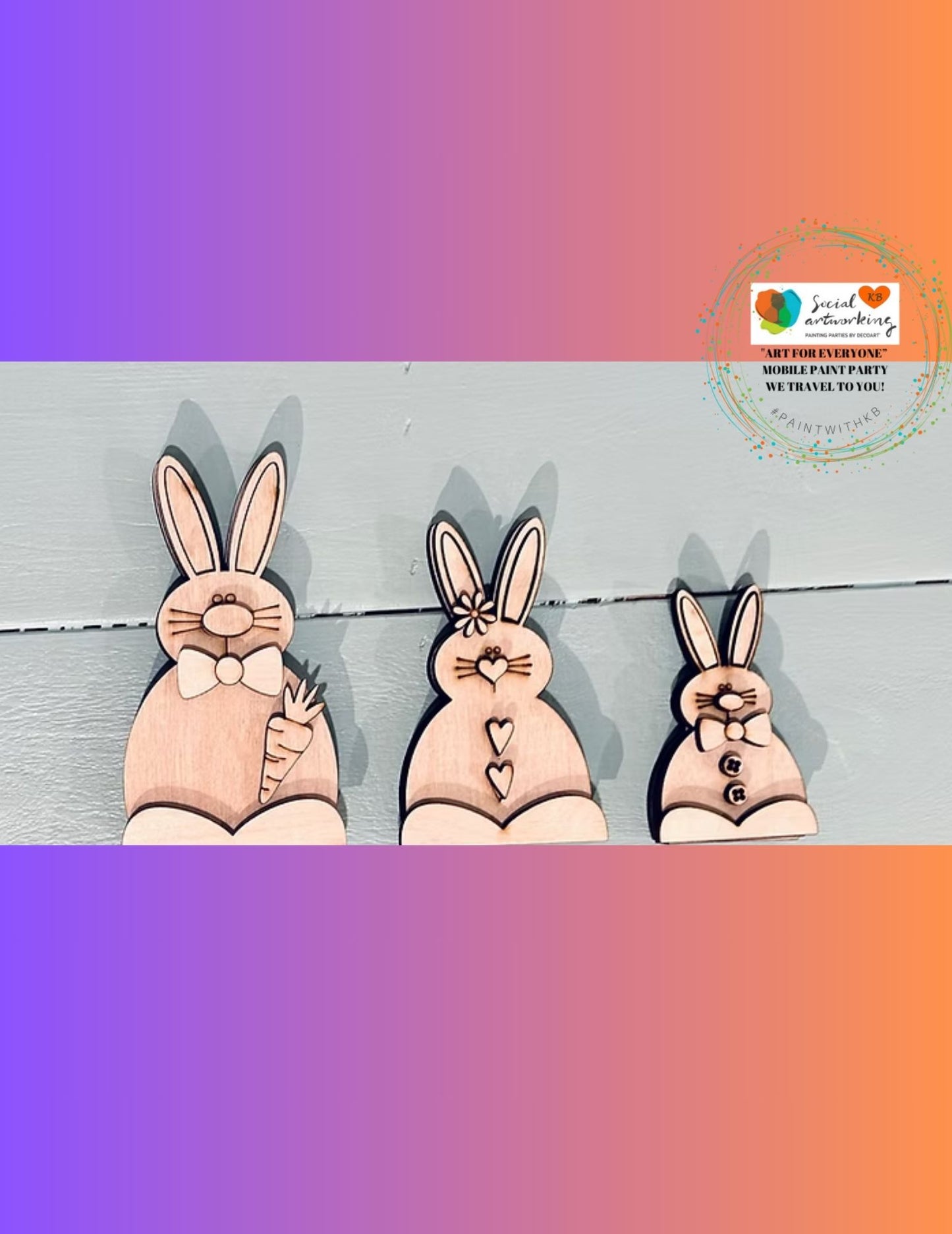 Triple Bunny Set 2-D Wood Shapes