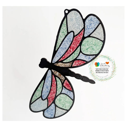 Faux Stain Glass Dragonfly 6 or 8 inch shape