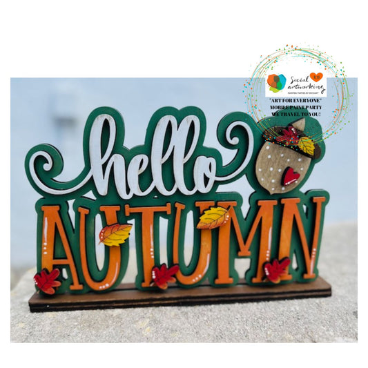 Hello Autumn Standing Word Shelf Sitter