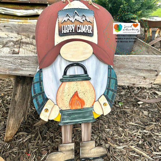 Happy Camper Gnome 2-D Wood Hanger
