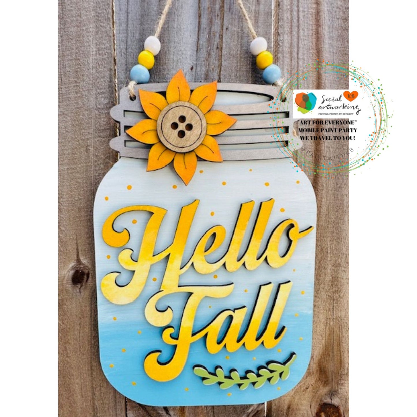 Hello Fall Sunflower Mason Jar