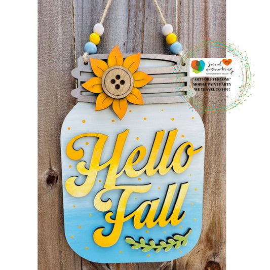 Hello Fall Sunflower Mason Jar