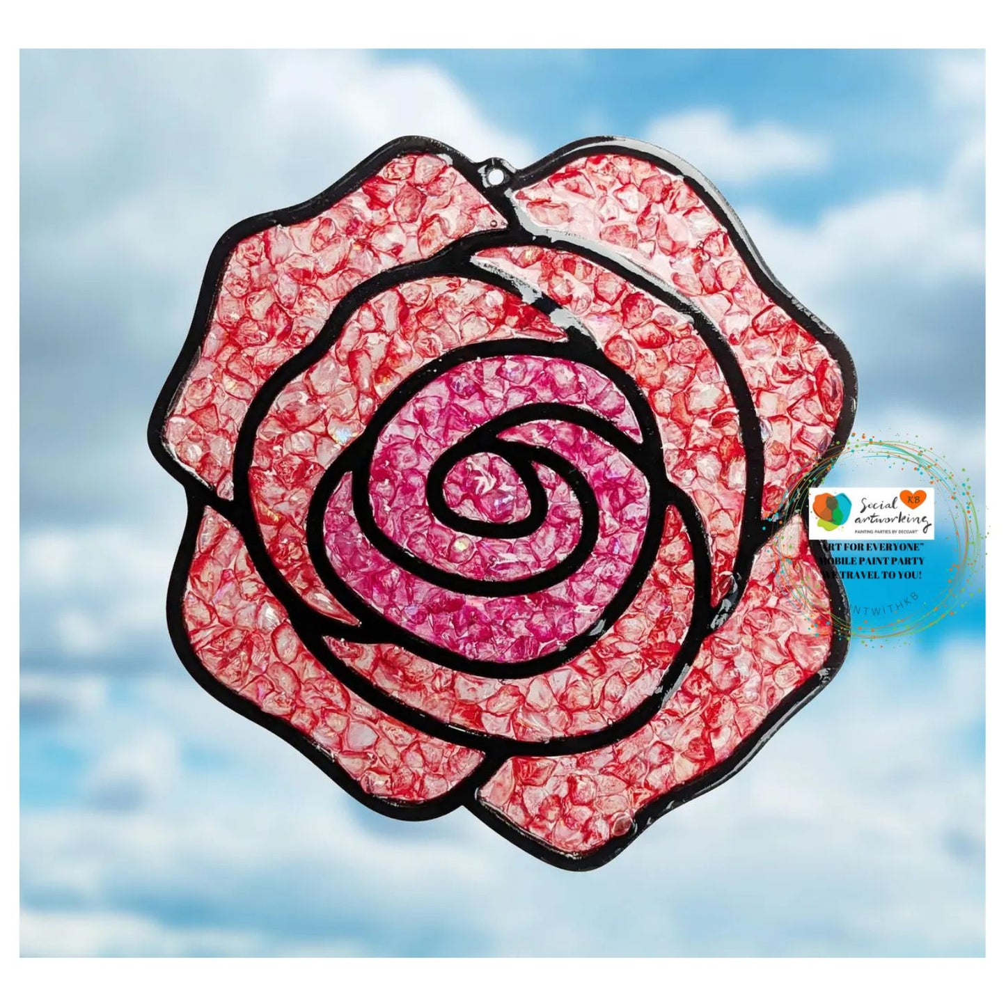 Faux Stain Glass Rose 6 or 8 inch shape