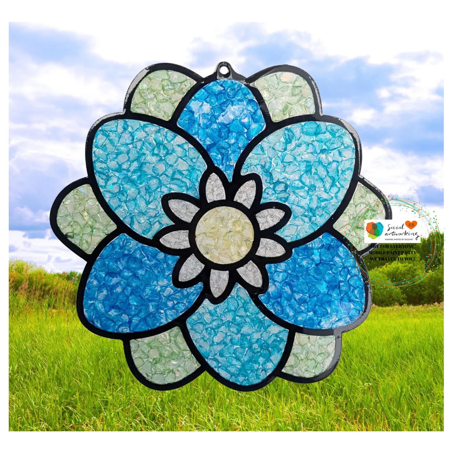 Faux Stain Glass Flower 6 or 8 inch shape