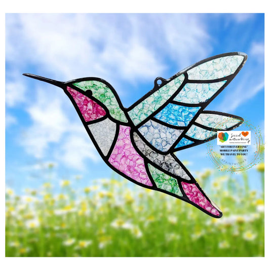 Faux Stain Glass Hummingbird 6 or 8 inch shape