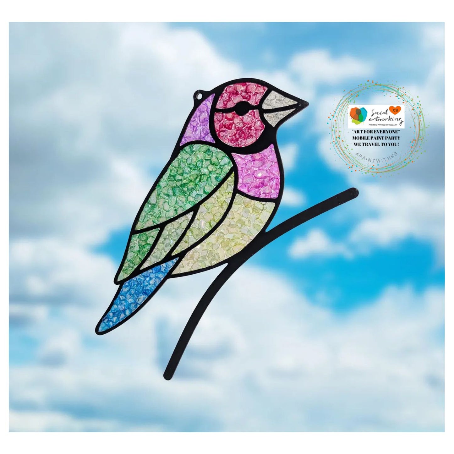 Faux Stain Glass Gouldian Finch 6 or 8 inch shape