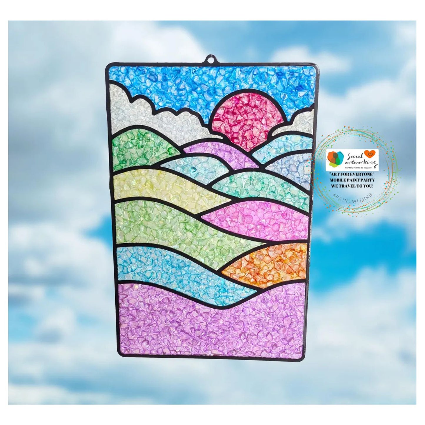 Faux Stain Glass Nature Scene 6 or 8 inch shape