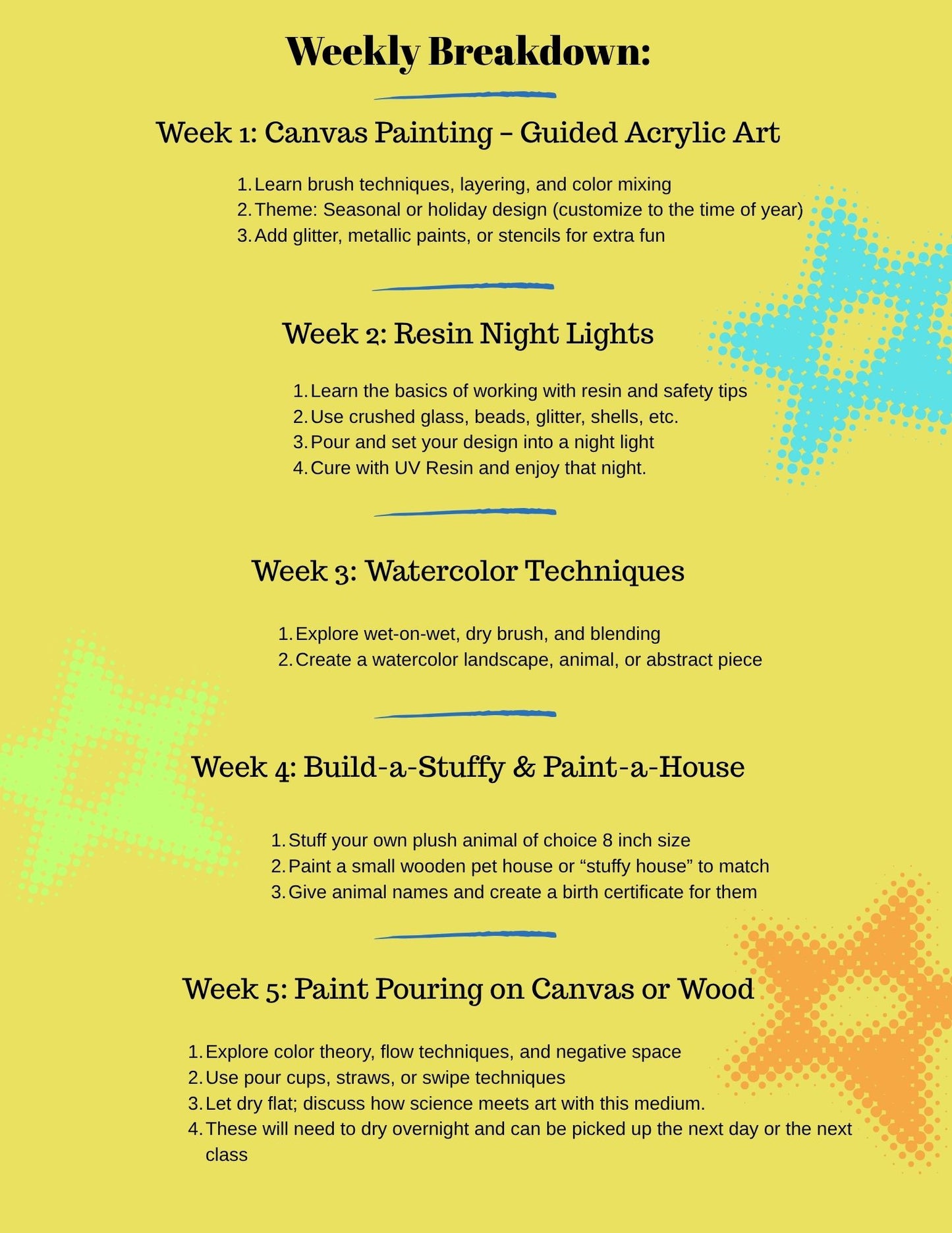 Home School Art Class Sept. 12th thru Dec. 5th (Fridays from 10-11:30 AM)