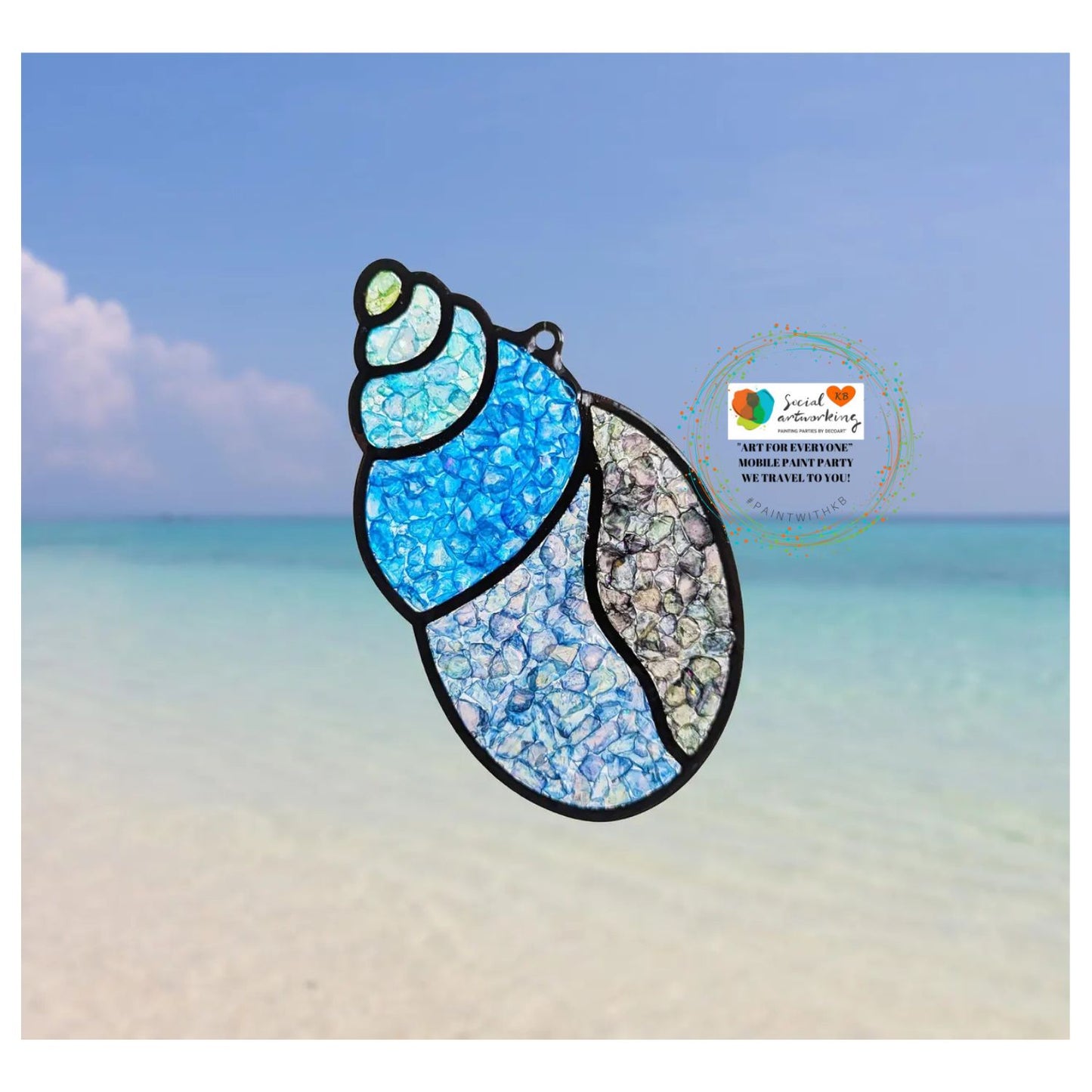 Faux Stain Glass Seashell Suncatcher Bundle or 6 or 8 inch shape separate